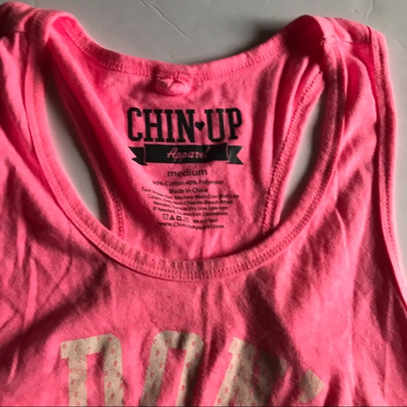 Chin Up Pink Workout Tank M - Picture 3 of 4